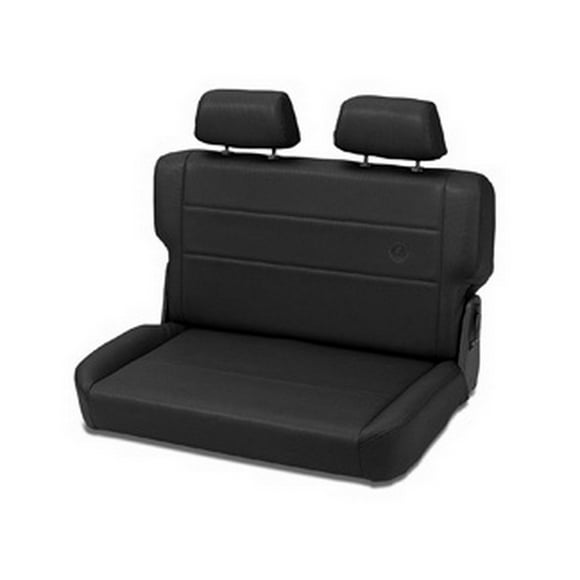 Bestop 39440-01 Seat Trailmax II Rear; Fold And Tumble; Bench; Black; Vinyl; Dual Adjustable Headrest; Brackets Included