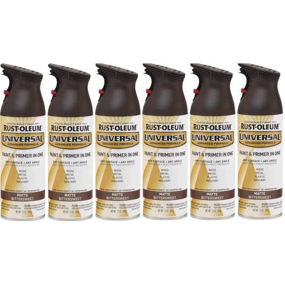 6 Rust-Oleum 282819 Universal All Surface Spray Paint, 12 oz, Matte Bittersweet