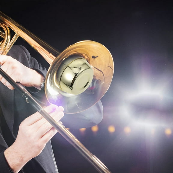 WRITWAA Professional Trombone Practice Mute, Golden ABS Material, Portable Sound Dampener for Brass Instruments 7.5 x 4.5 x 4.5 Inches