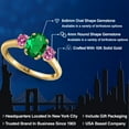 thumbnail image 2 of Gem Stone King 10K Yellow Gold Green Nano Emerald and Pink Moissanite Engagement Ring for Women | 1.21 Cttw | Oval 8X6MM | Gemstone May Birthstone | Size 7, 2 of 6