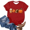 thumbnail image 2 of WREESH Womens Crew Neck Thanksgiving Tees Short Sleeve Graphic T-Shirts with Pumpkin Print for Fall Gift Tops 2025 Red, 2 of 4
