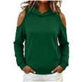 thumbnail image 3 of Lcziwo Y2K Hoodies for Women Cutout Cold Shoulder Long Sleeve Pullover Tops Oversized Casual Trendy Fall Fashion Sweatshirts with Pockets Green,S, 3 of 7
