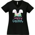 thumbnail image 3 of Inktastic Happy Easter with Bunny Ears and Flowers Women's Plus Size V-Neck T-Shirt, 3 of 5