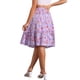 thumbnail image 3 of Faldas de mujer INSPIRE CHIC con cintura elástica, en línea A, con volantes en capas y estampado floral, falda midi morada clara L, 3 of 6