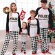 thumbnail image 2 of Conjunto de pijamas familiares a juego de Navidad, diseño exclusivo, luces de cadena coloridas, WordArt, Feliz Navidad, blanco, 2 of 3
