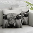 thumbnail image 3 of COMIO  Cow Decorative Pillow Cover Farmhouse Portrait of a Highland Cow Cattle Ox Horn Hairy Grey White Decorations Cushion Case for Sofa Couch, 3 of 5