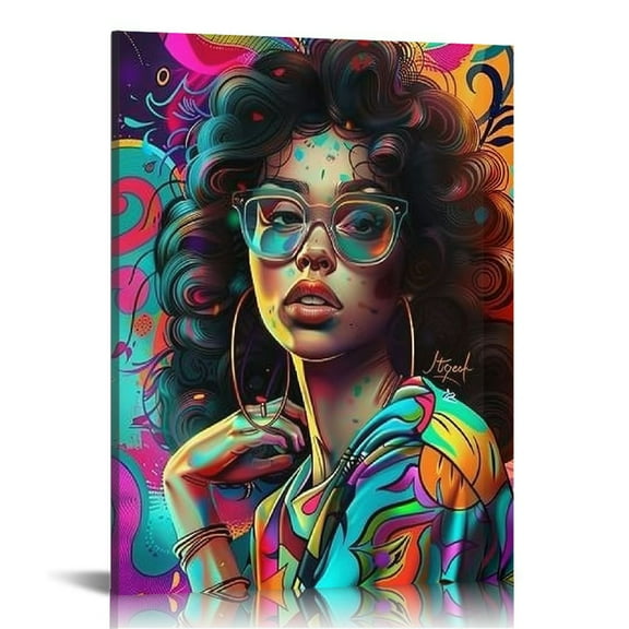 TIAOTIAOHOU African American Canvas Wall Art Young Black Girl Graffiti Poster Modern Painting Picture for Living Room Home Decorations (1-black pride)