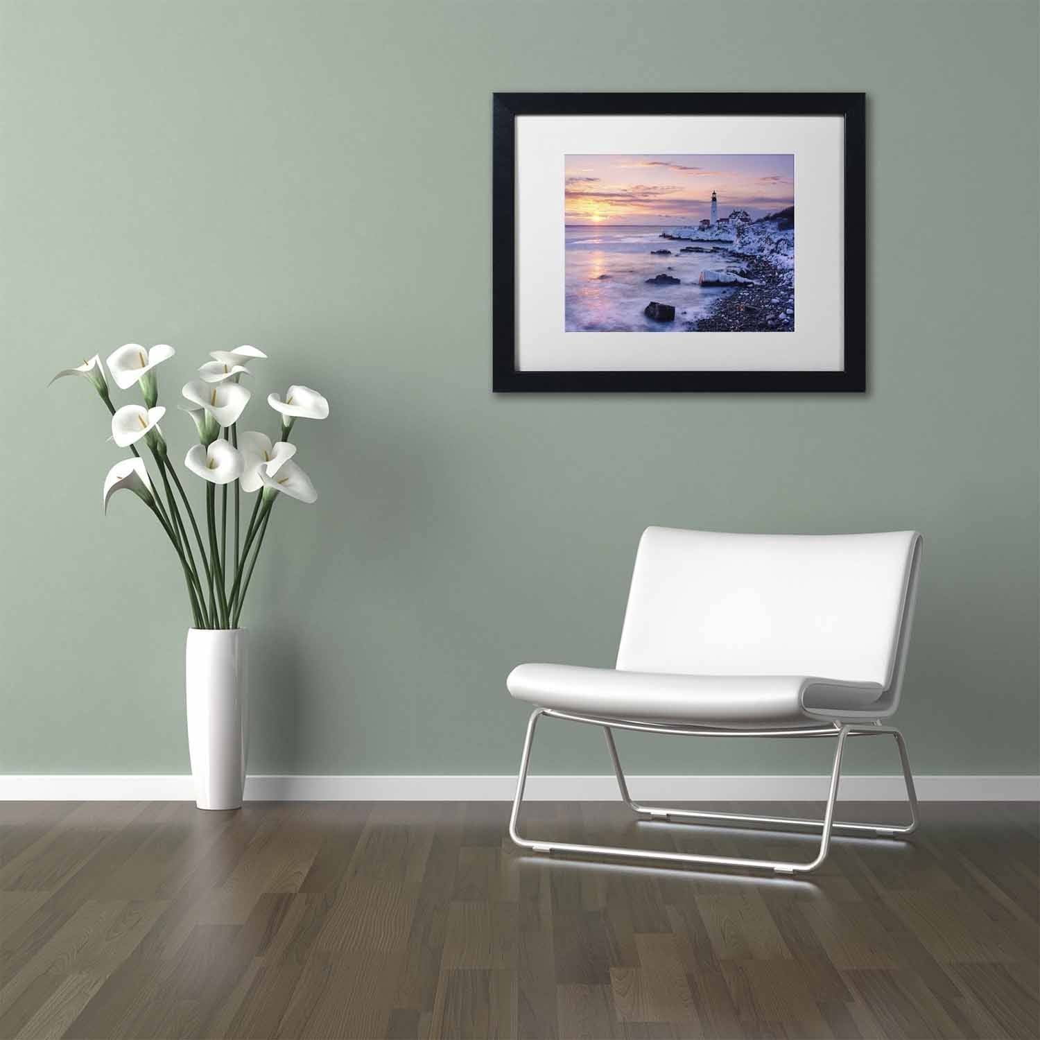 Trademark Fine Art 'Winter Lights' Canvas Art by Michael Blanchette Photography, White Matte, Black Frame