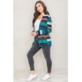 thumbnail image 6 of Teal Multi Stripe Elbow Patch Knit Open Cardigan, 6 of 8