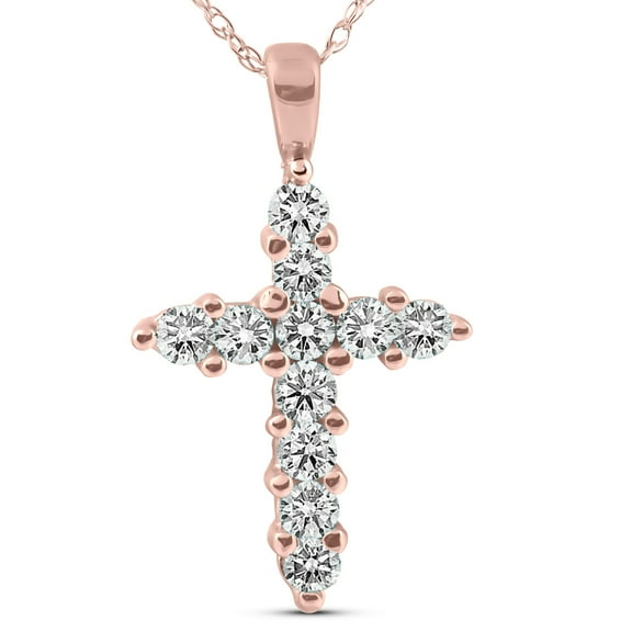 Pompeii 1/2ct Diamond Cross 14K Rose Gold (G/H,I1)
