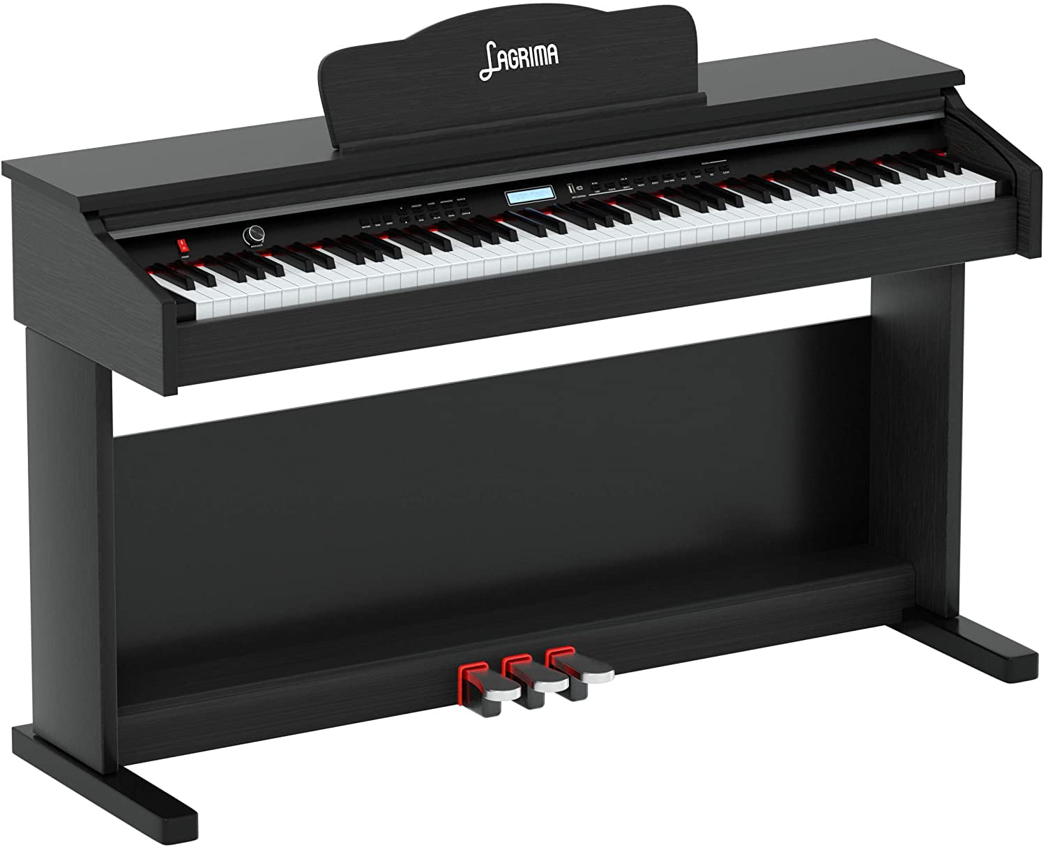 88 Key Electric Keyboard Piano for Beginner/Adults with Padded Piano Bench+Music Stand+Power Adapter+3-Pedal Board+Instruction+Headphone Jack LAGRIMA Digital Piano Black With 2 Person Bench 