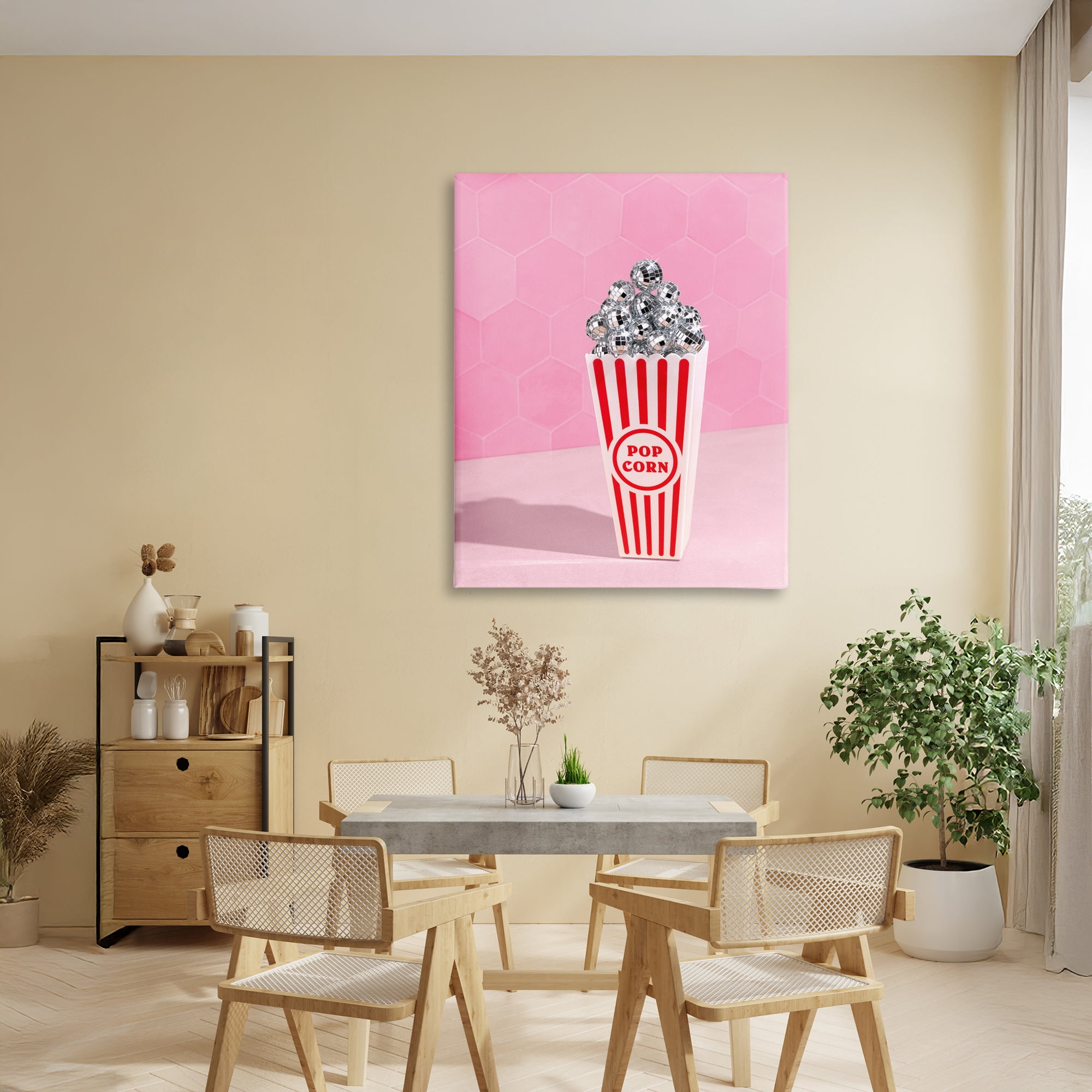 Stupell Industries Pink Disco Popcorn Canvas Wall Art, design by LISH Creative