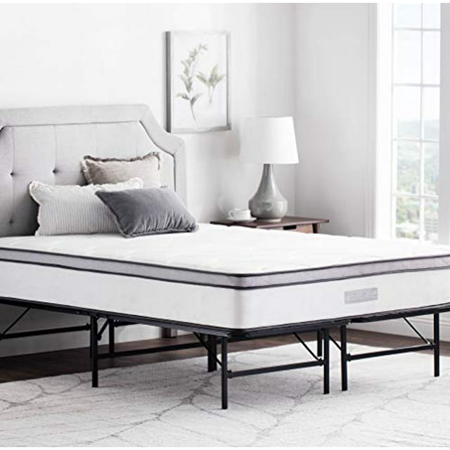 Cadre de Lit Plate-Forme Pliante de 14 Pouces - Base de Rangement Supplémentaire pour Tous les Types de Matelas - Complet