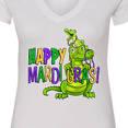 thumbnail image 4 of Inktastic Happy Mardi Gras Big and Little Alligators with Beads Women's V-Neck T-Shirt, 4 of 5