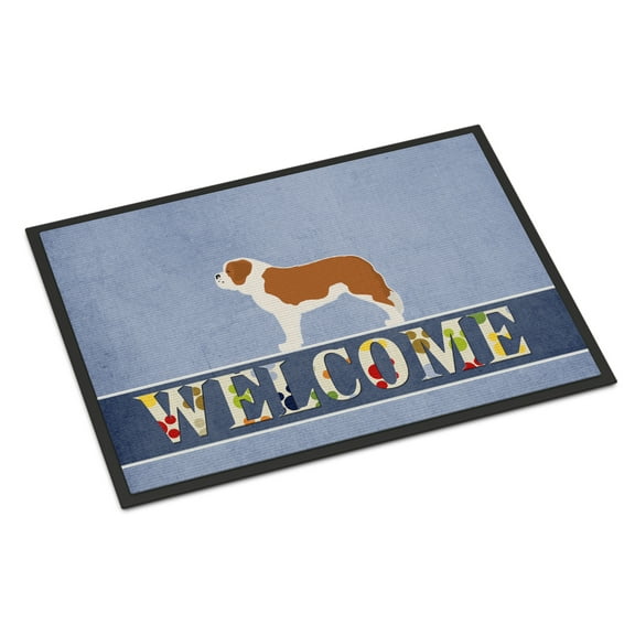 Carolines Treasures BB5580MAT Saint Bernard Welcome Door Mat Indoor Rug or Outdoor Welcome Mat 18x27 Doormat  18H X 27W