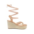 thumbnail image 3 of BLISSFUL STEP Women's Sandals Strappy Platform Slingback Flip Flops Wedge Sandals Nude 9, 3 of 6