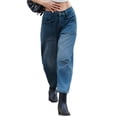 thumbnail image 2 of High Waisted Wide Leg Vintage Denim Pants Women Baggy Barrel Horseshoe Jeans, 2 of 6