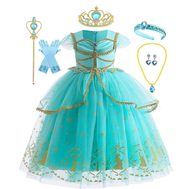 Disney-vestido de princesa Jasmine para niñas, disfraz de Aladdín Agic para fiesta de cumpleaños, Carnaval, lámpara Fivean unisex