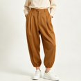 thumbnail image 5 of Levmjia Women High Waisted Jogger Pants Cuffed Ankle Length Casual Lounge Pants with Pockets Solid Color Elastic Waist Trousers, 5 of 6