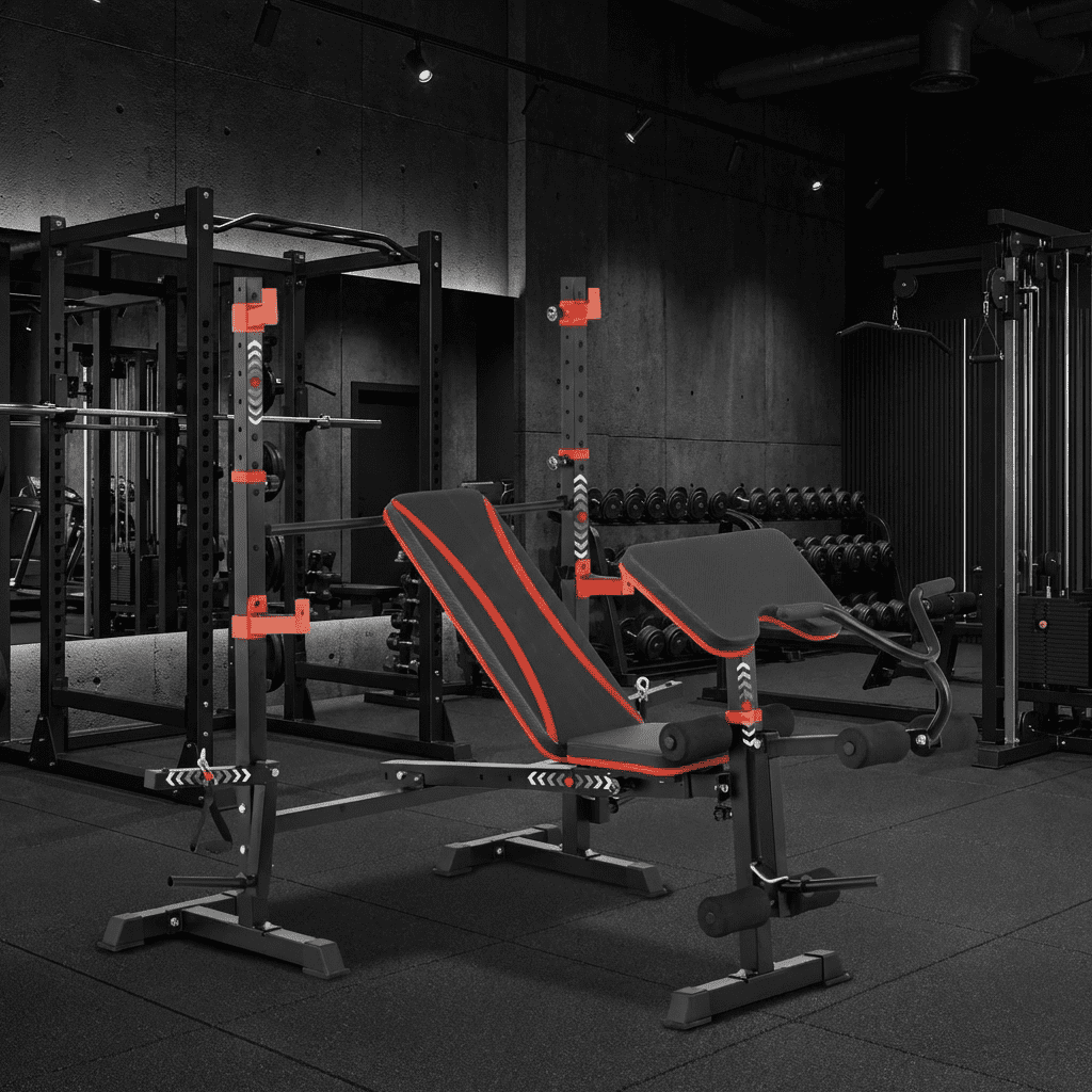 PUATUL 1500LBS All in One Weight Bench Set with Squat Rack Adjustable Workout Bench with Leg Developer Preacher Curl Rack Fitness Strength Training Bench for Home Gym