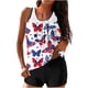 thumbnail image 1 of Traje de Baño de Dos Piezas de la Mujer Día de la Independencia Impresión Strappy Back Set Traje de Baño, Dos Piezas de Conjunto de Pantalones Cortos para la Playa, 1 of 6