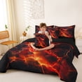 thumbnail image 4 of Homewish Red Neon Lightning 7pcs Queen Bedding,Modern Geometric Bedding Comforter Set Queen,Black Reversible, 4 of 8