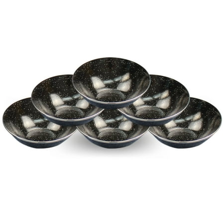 Direct 2 Boater 7.5 Camping Dinnerware Bowls - 6 Pack - Black Enamel Finish - For Camping Hiking and Picnics