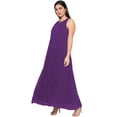 thumbnail image 2 of eloria Women's Georgette Roundneck Casual Summer Pleated A Line Sleevless Long Dress, Color : Violet | Size : M, 2 of 5