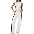 thumbnail image 2 of Maqroz 2 Piece Tracksuit for Women Sleeveless Mock Neck Crop Tops and High Waisted Straight Leg Pants with Side Stripes Athletic Workout Outfits for Running Yoga, 2 of 5