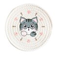 thumbnail image 1 of 18cm Household Table Insulating Pot Mat Round Plate Insulating Mat Heat Insulating Plate Mat Cream Colored Gray Cat, 1 of 5