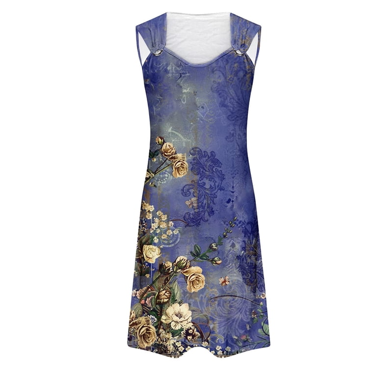 Dailytrove Women's Abstract Print Fit & Flare Dress, Sleeveless, Casual Beach & Cultural Event Wear, Lightweight Linen Blend, Contrast Hem, Size: DT- Dailytrove Women's Abstract Print Fit & Flare Dress, Sleeveless, Casual Beach & Cultural Event Wear, Lightweight Linen Blend, Contrast Hem, Size: DT-