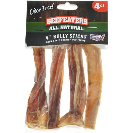 UPC: 0812639025381 | 4 count Beefeaters Bully Stick Dog Chews Small