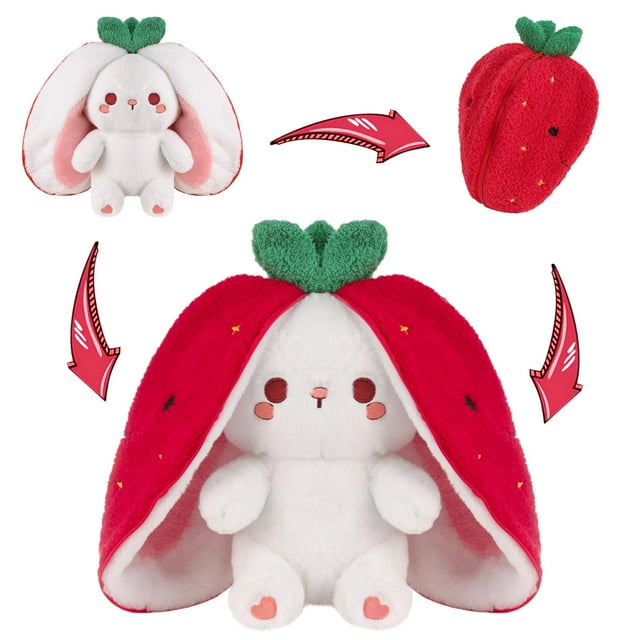 Peluche MIAODAM Strawberry Bunny de 18 cm para bebés y niños