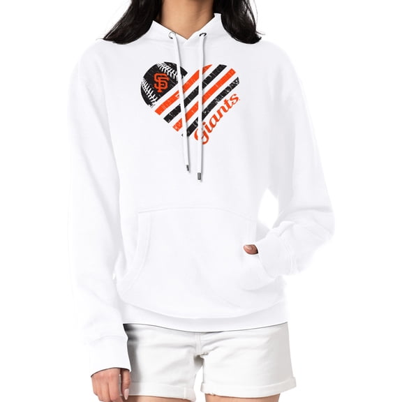 Women's G-III 4Her by Carl Banks White San Francisco Giants Heart Fleece Pullover Hoodie