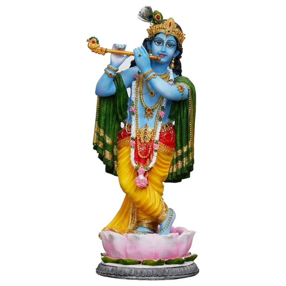 Sri Krishna Culture Polyresin And Marble Krishna Idol, 22", Multicolour