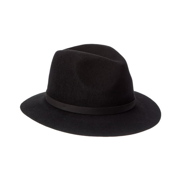 Bruno Magli Leather Band Wool Fedora, os, Black