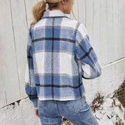 Lmueinov Womens Shacket Jacket Cropped Flannel Shirts for Women Plaid Button Down Shirt Fashion Fall Outfits for Women Coat Tops, S-4XL