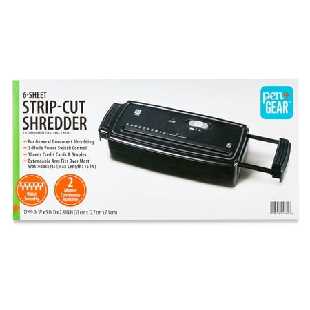 PEN+GEAR 6-SHEET STRIP CUT CREDIT CARD & PAPER SHREDDER, BLACK