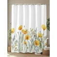 thumbnail image 4 of Yellow Spring Floral Shower Curtain Set, Waterproof Shower Curtains for Bathroom, Watercolor Summer Botanical Washable Fabric Cloth Bath Curtain for Bathtub Decoration with Hooks 72x78 Inches, 4 of 6