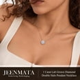 thumbnail image 6 of JeenMata Lab Grown Diamond 1 Carat Round Cut Double Halo Pendant Necklace in 18K White Gold Plating for Women, 6 of 8