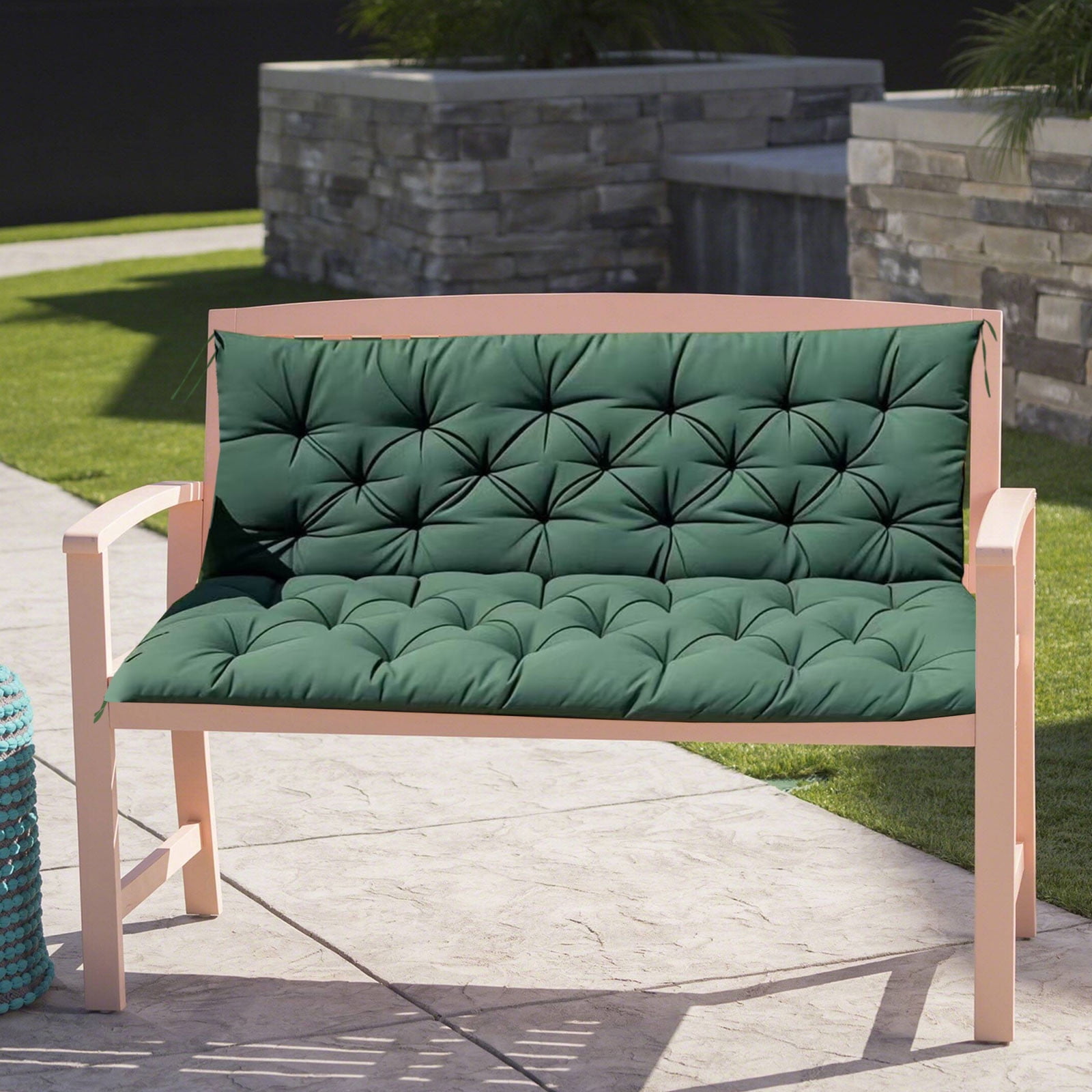 YOTQUSKI Outdoor Swing Cushions,Waterproof Swing Cushions 3 Seater Replacement with Backrest,Outdoor Thickened Bench Cushion with Ties for Porch,Patio,Backyard,Garden and Lawn