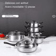 thumbnail image 2 of Batería De Cocina Ollas Acero Inoxidable Tapa Cacerola 6 pcs, Plata, 2 of 5