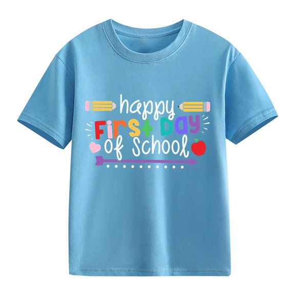 EnJoCho First Day of School Shirt for Toddler Boys Kids Back-to-School Kindergarten Shirts Short Sleeve Tee Tops Girls Graphic Tees Boys Graphic Cotton T-Shirt First Day