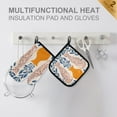 thumbnail image 4 of Yayeee Oven Mitts and Pot Holder Set of 2 Heat Resistant Kitchen Gloves Baking Hot Pad, Leopards Leaves, 4 of 5