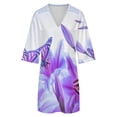 thumbnail image 5 of Purple Butterfly Womens Dress With Pockets Summer V Neck 3/4 Sleeve Dress Plus Size Loose Dress, 5 of 7
