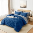 thumbnail image 2 of Flymme 7 Pieces Full Size Bed in a Bag Blue Comforter Set with Sheets Modern Quilted Diamond Bedding Sets Complete Full Bed Sets for Bedroom Decor, 2 of 8