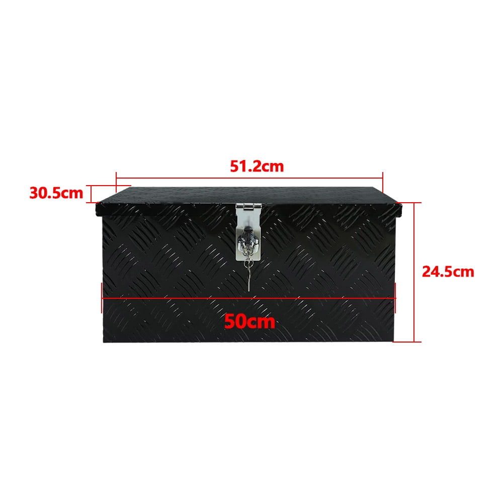 SEBLAFF Black Aluminum Tool Box 20 Inch for Car Pickup Trunk Storage with Lock & 2 Keys