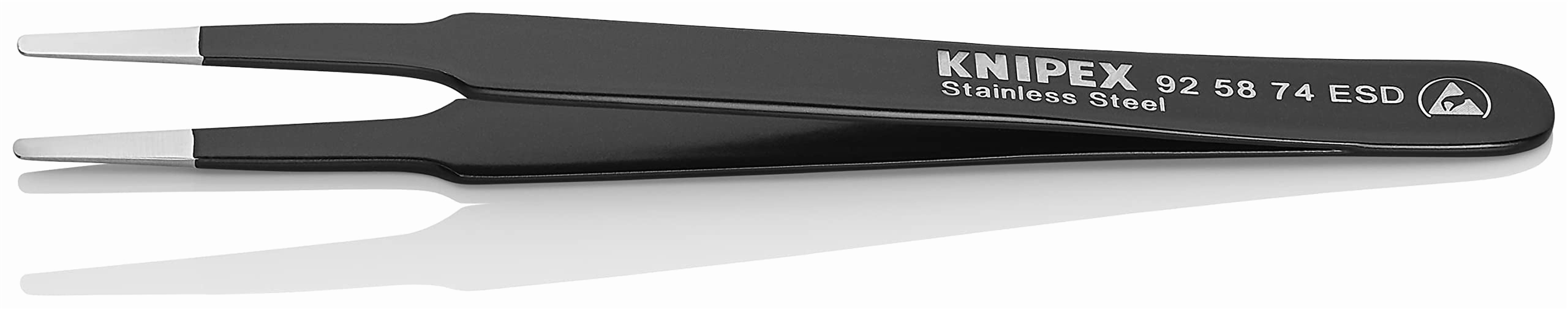 KNIPEX Stainless Steel Gripping Tweezers-Blunt Tips-ESD