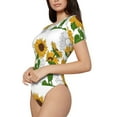 thumbnail image 2 of Easygdp Plump Sunflower And Sketch Women's One-Piece Swimsuit Slim Fit Crew Neck Bodysuit Athletic Swimwear with Concealed Buckle - Small, 2 of 9
