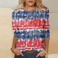 thumbnail image 2 of Qonioi Womens Tops Womens 3/4 Sleeve Tops Women's Independence Day Tops Printed T-Shirt Round Blouse Vacation Workout Tops Casual Loose Lightweight Shirts Graphic Tees Summer Saving Clearance Tops, 2 of 4